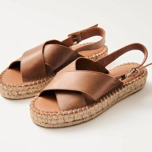 ALOHAS Crossed Camel Leather Espadrilles EUC